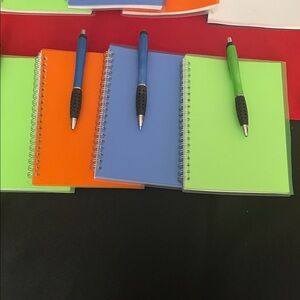 Colorful Spiral Notebooks with Pens, 4 Notepads. 6.5”x 4.5”size